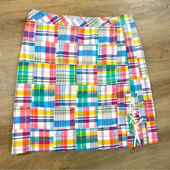 PLAID COTTON BLEND LINED MADRAS A-LINE SKIRT NWT 8P - Picture 6 of 11